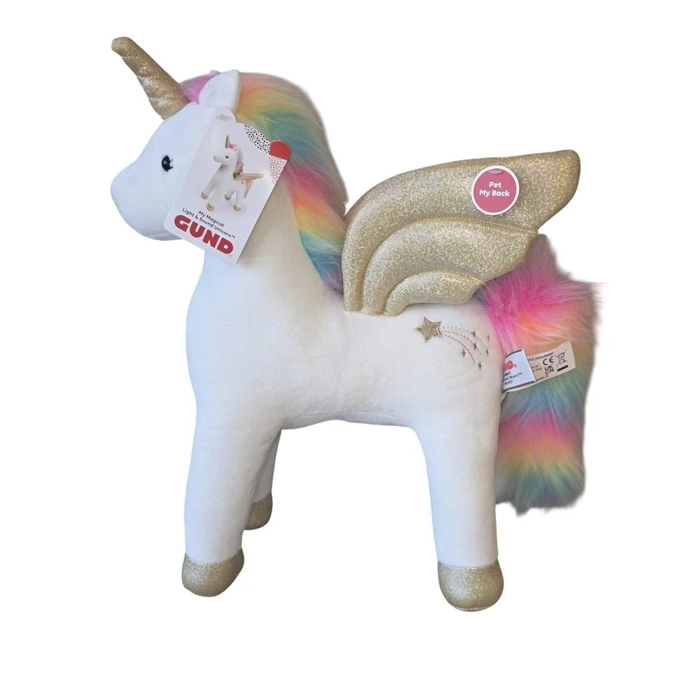 GUND My Magical Light & Sound Unicorn Plush Stuffed Animal Toy White Gold Medium